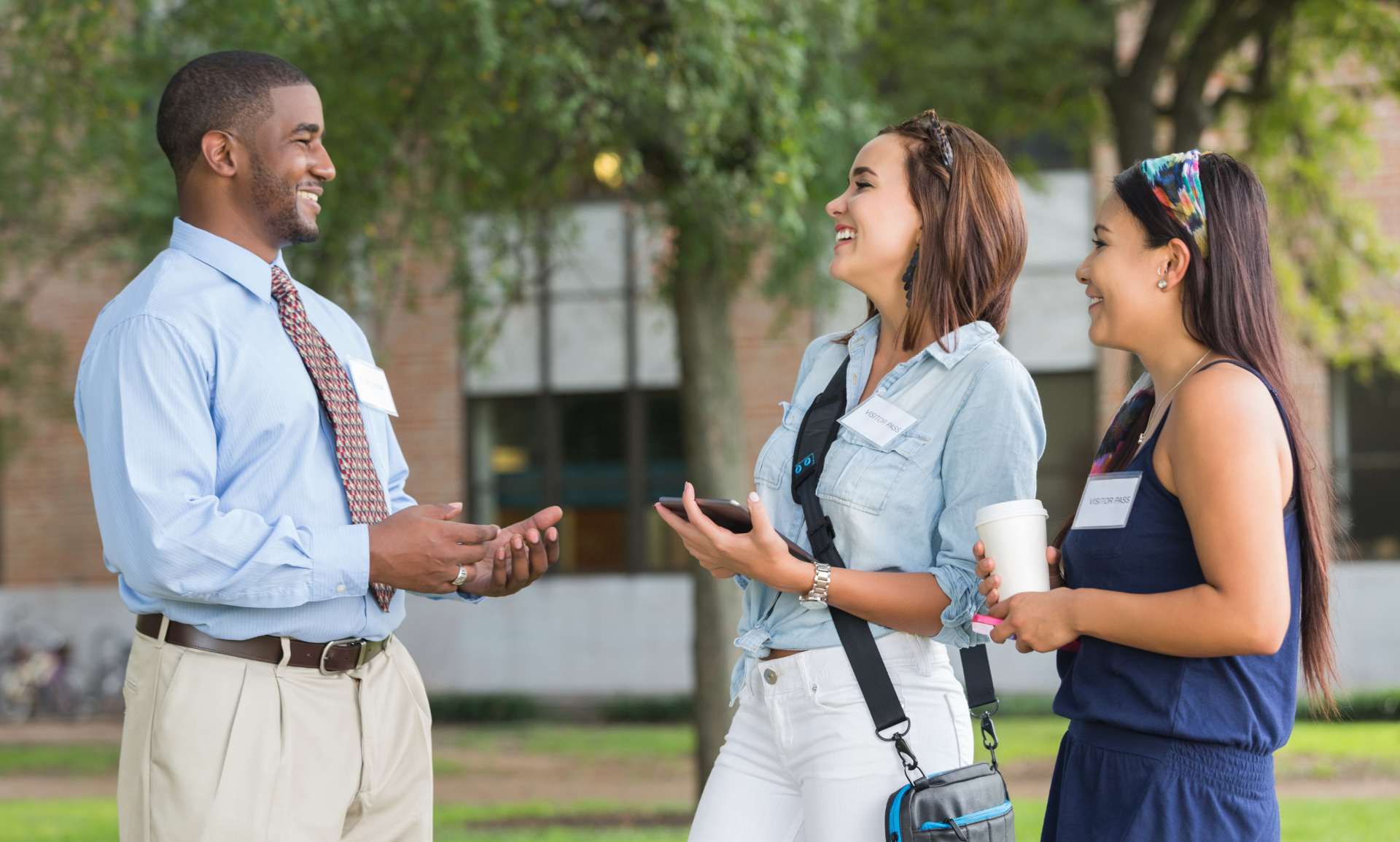 Two high school girls on a college tour..