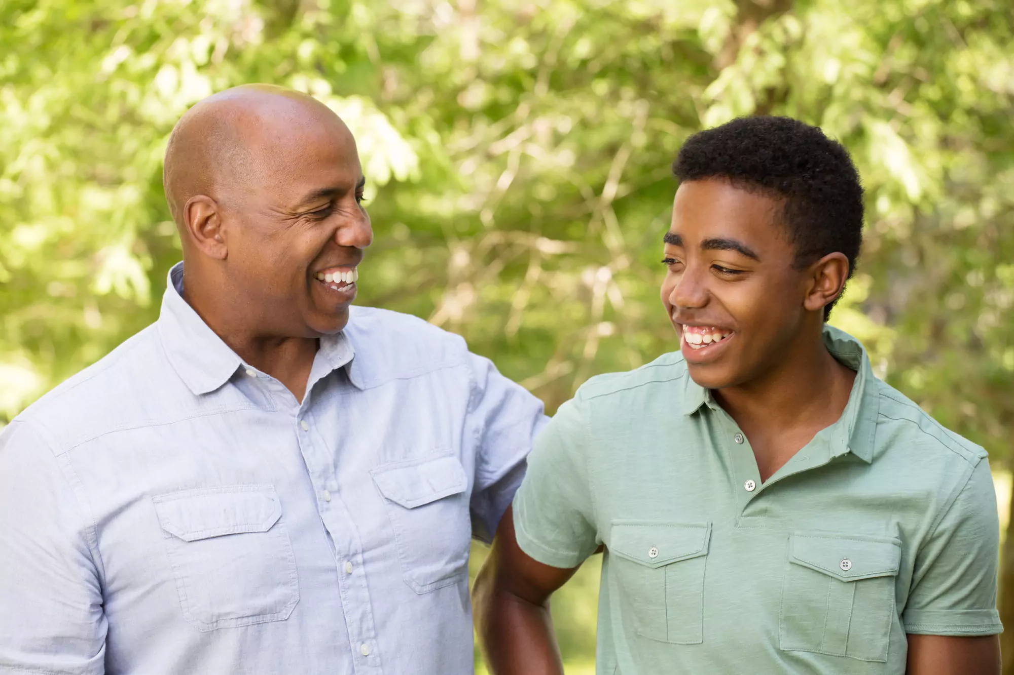 Father and son having a conversation