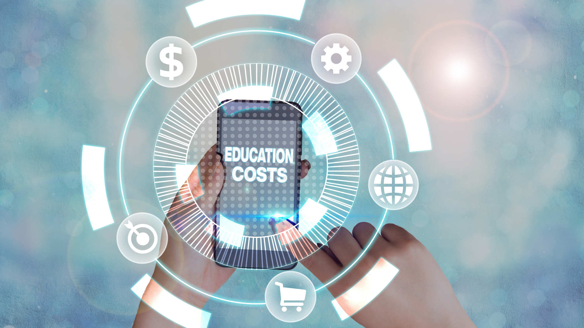 Education costs text on a cell phone screen