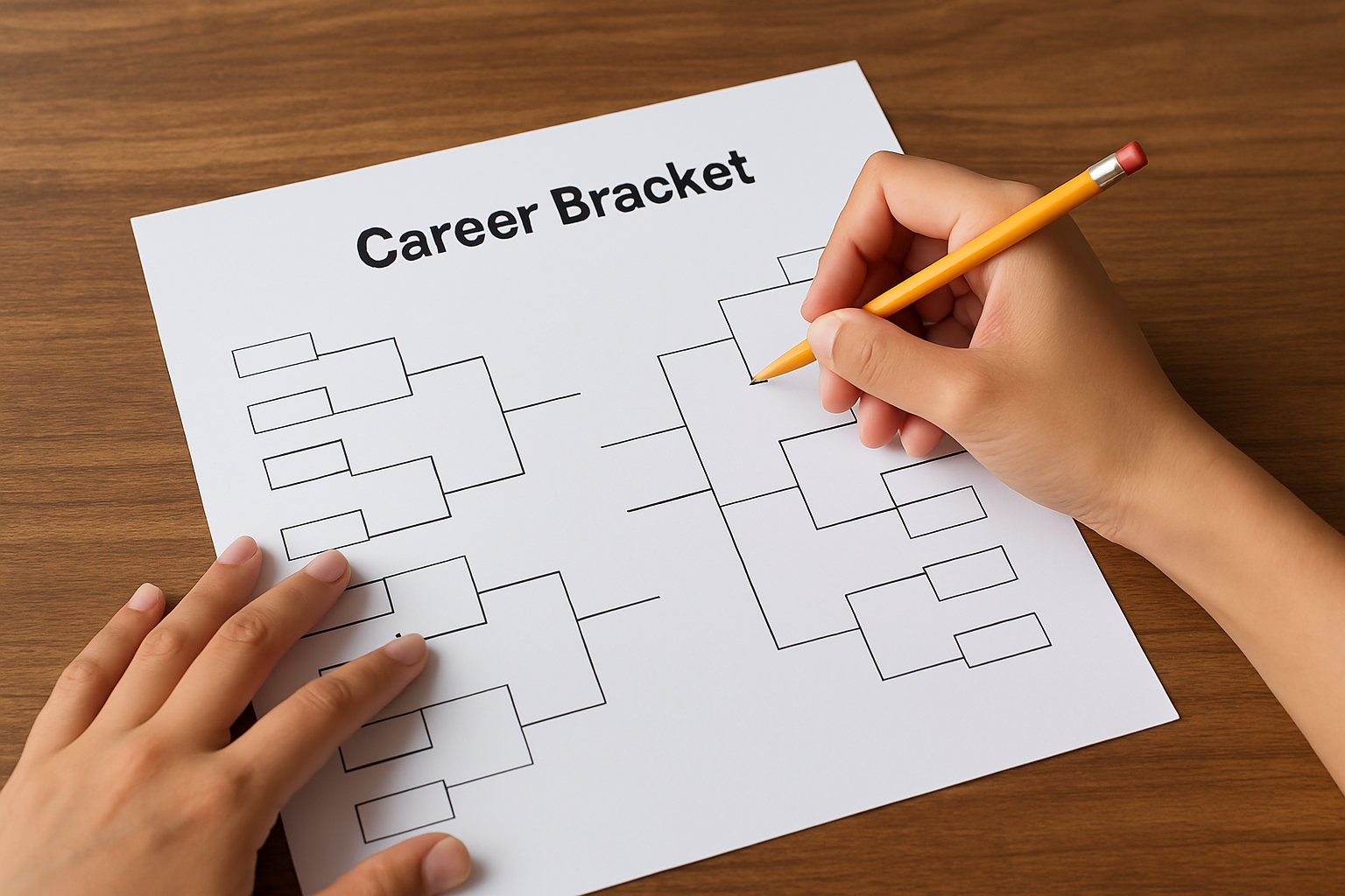 Piece of paper with a career bracket on it.