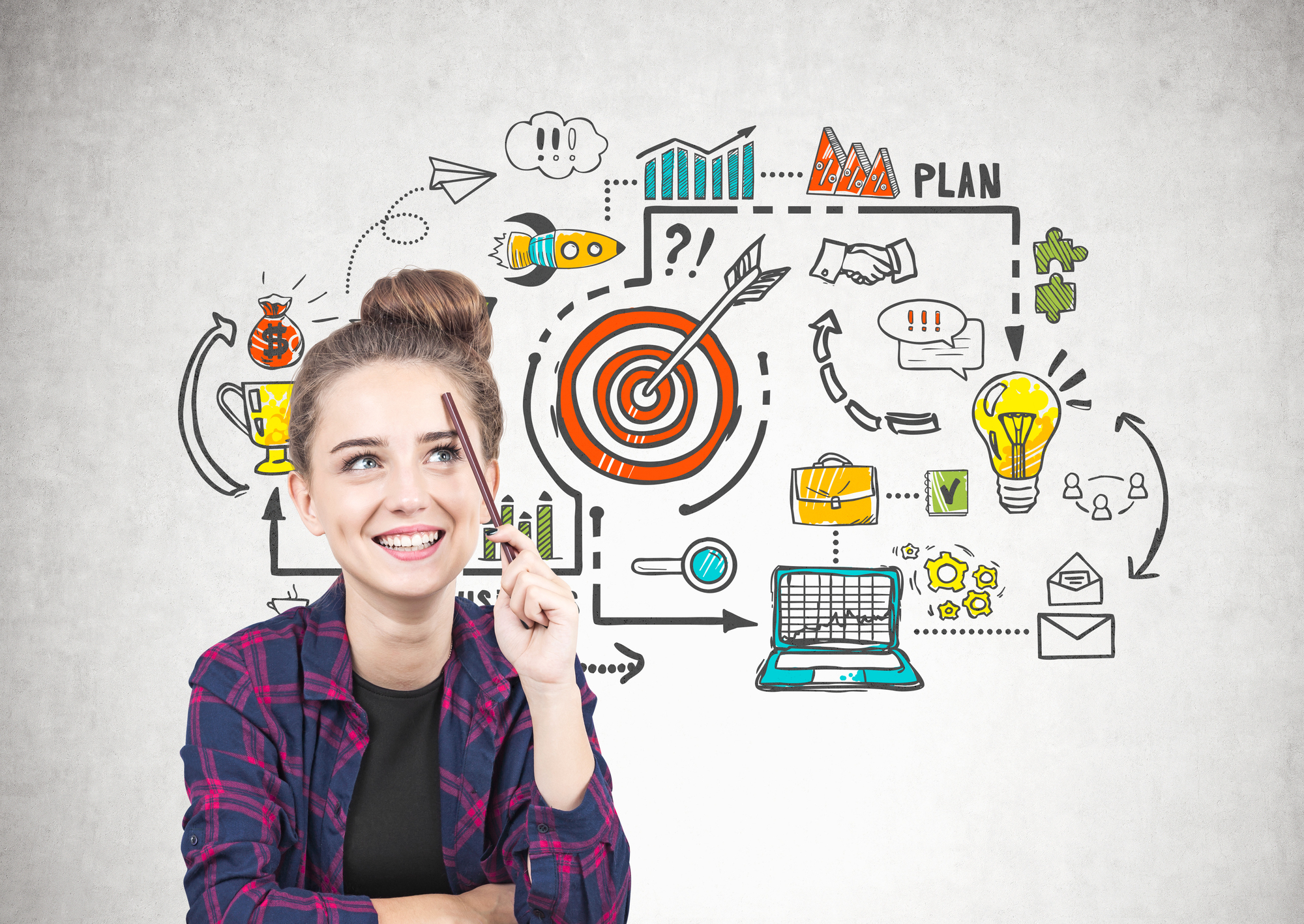 Teenage girl brainstorming ideas about her future